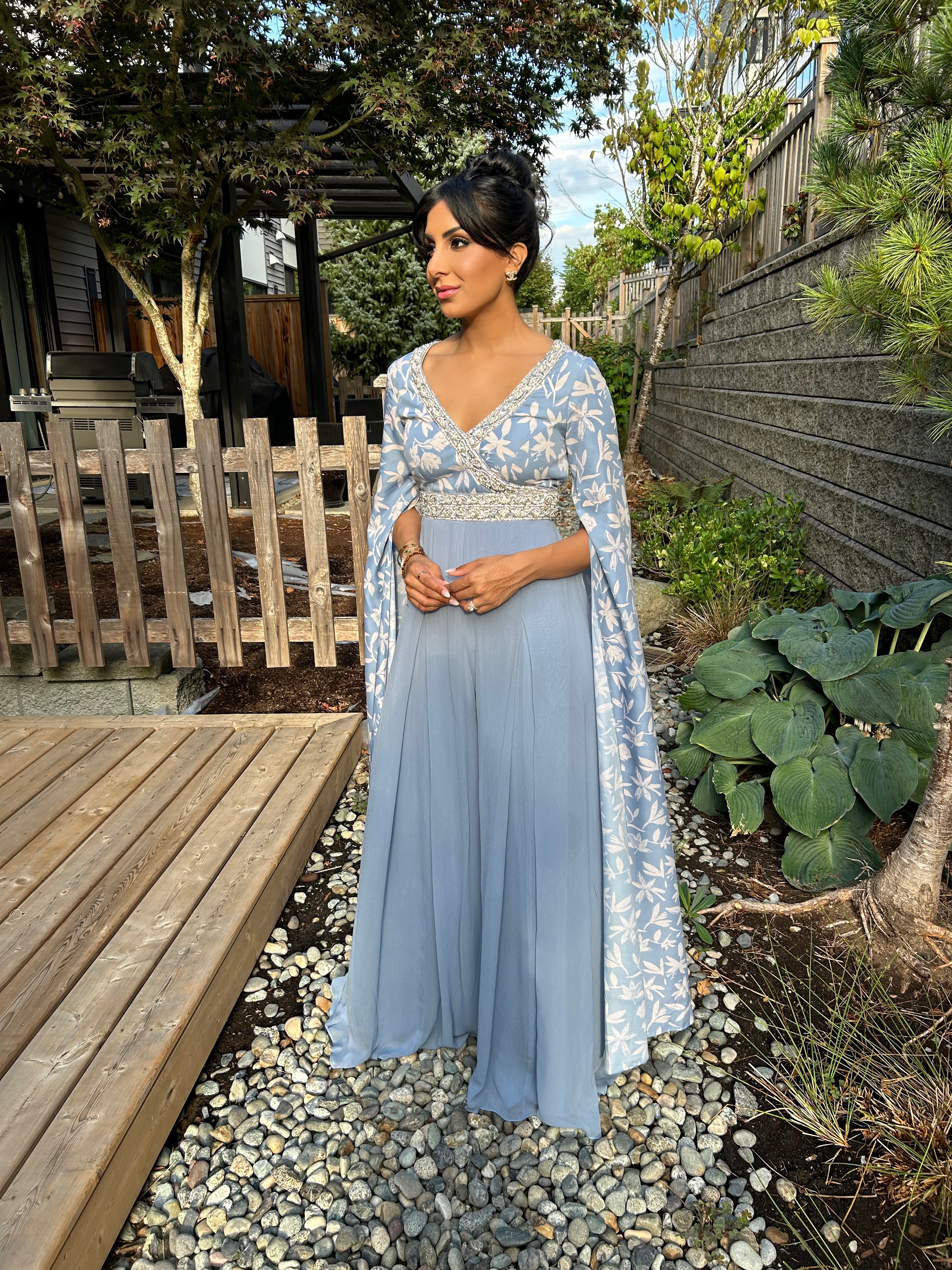 embroidered jumpsuit dress Firozi Embroidered Jumpsuit: A Decorative Designer Wear – Roopkala main image 0