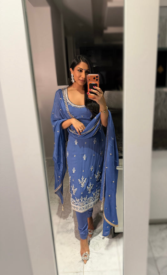 Neelara | Blue Churidaar Suit