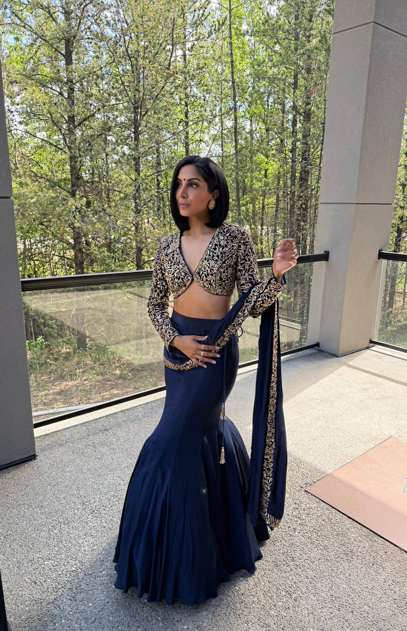 Shana | Blue Fishtail Saree