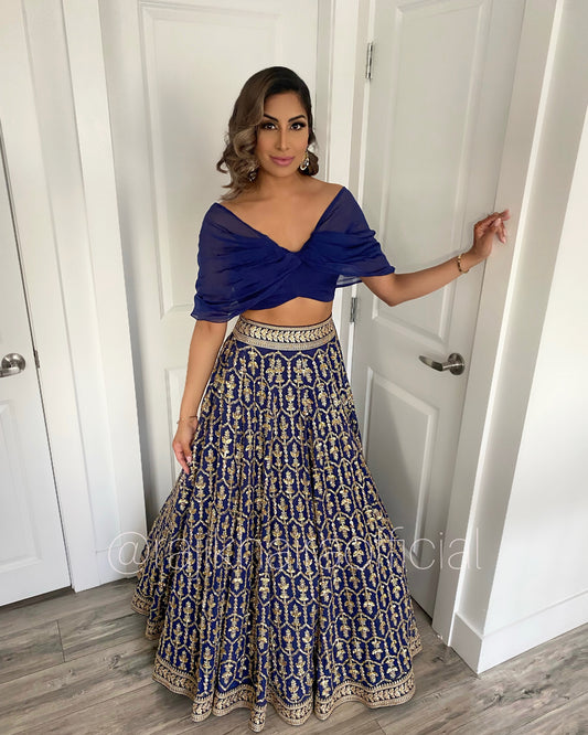 Royal | Blue Printed Lehenga Set