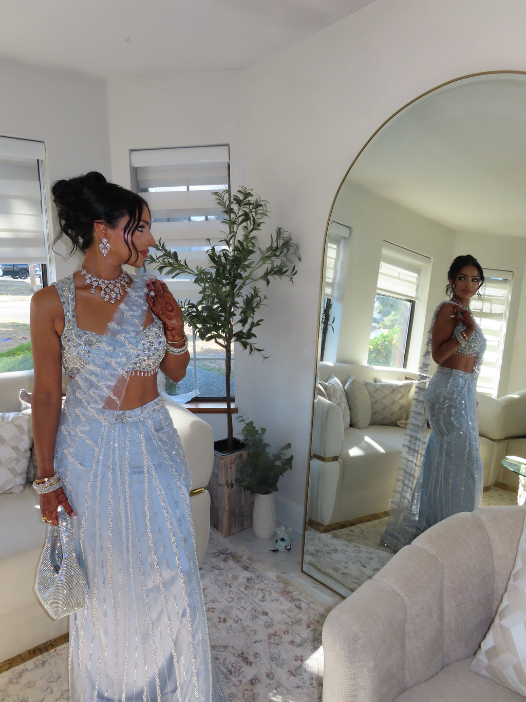 ICEY | Light Blue Pre-Pleated Saree