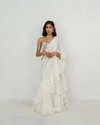 Shweta | Creme Pre-Draped Saree with Corset