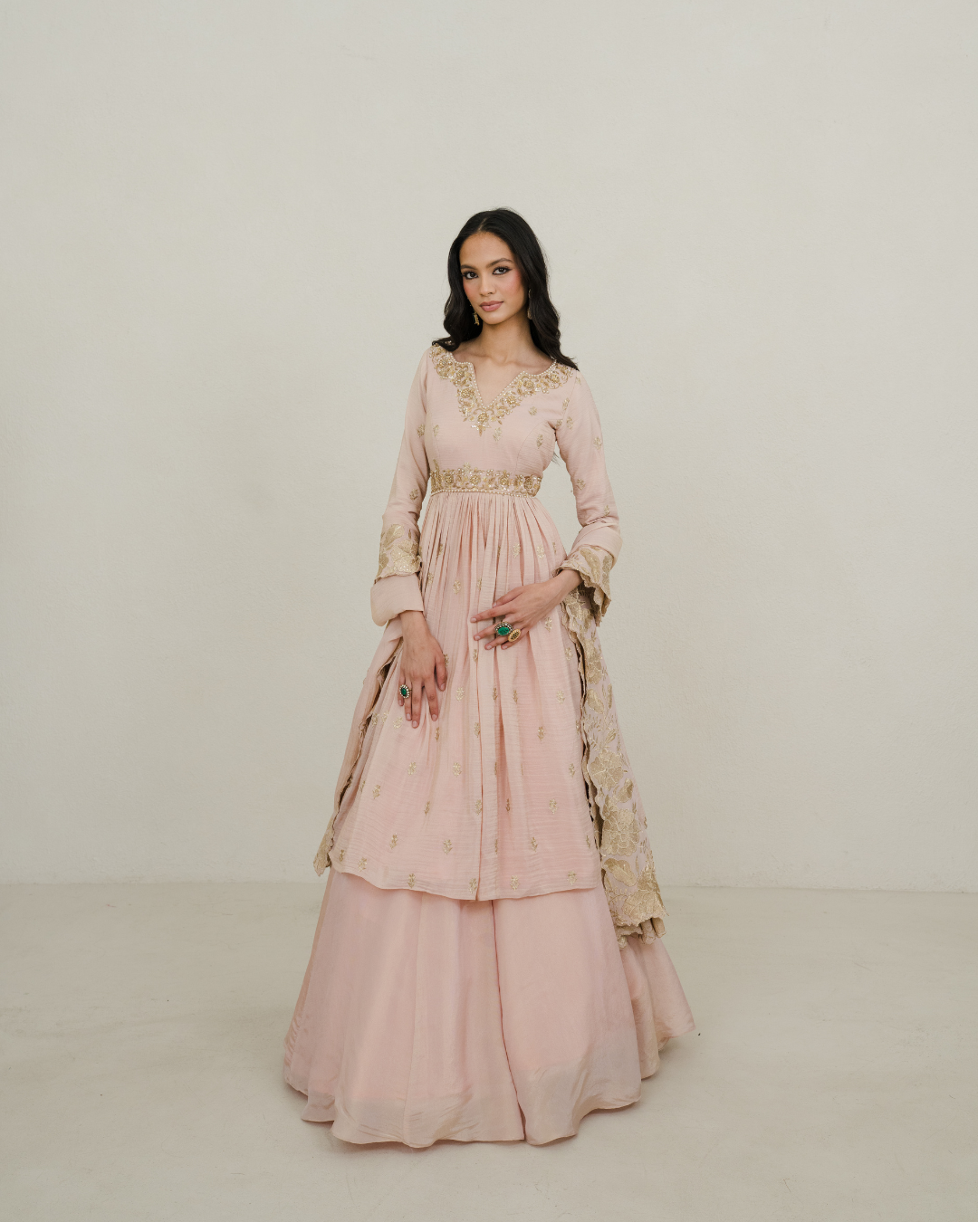 Noorani | Baby Pink Lengha Anarkali