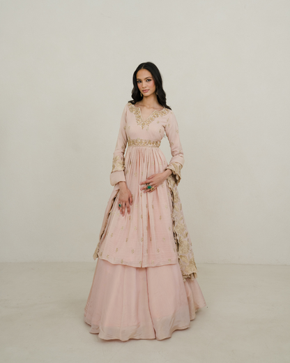 Noorani | Baby Pink Lengha Anarkali
