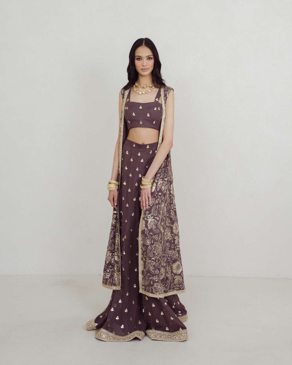 Kohra | Brown Jacket and Sharara