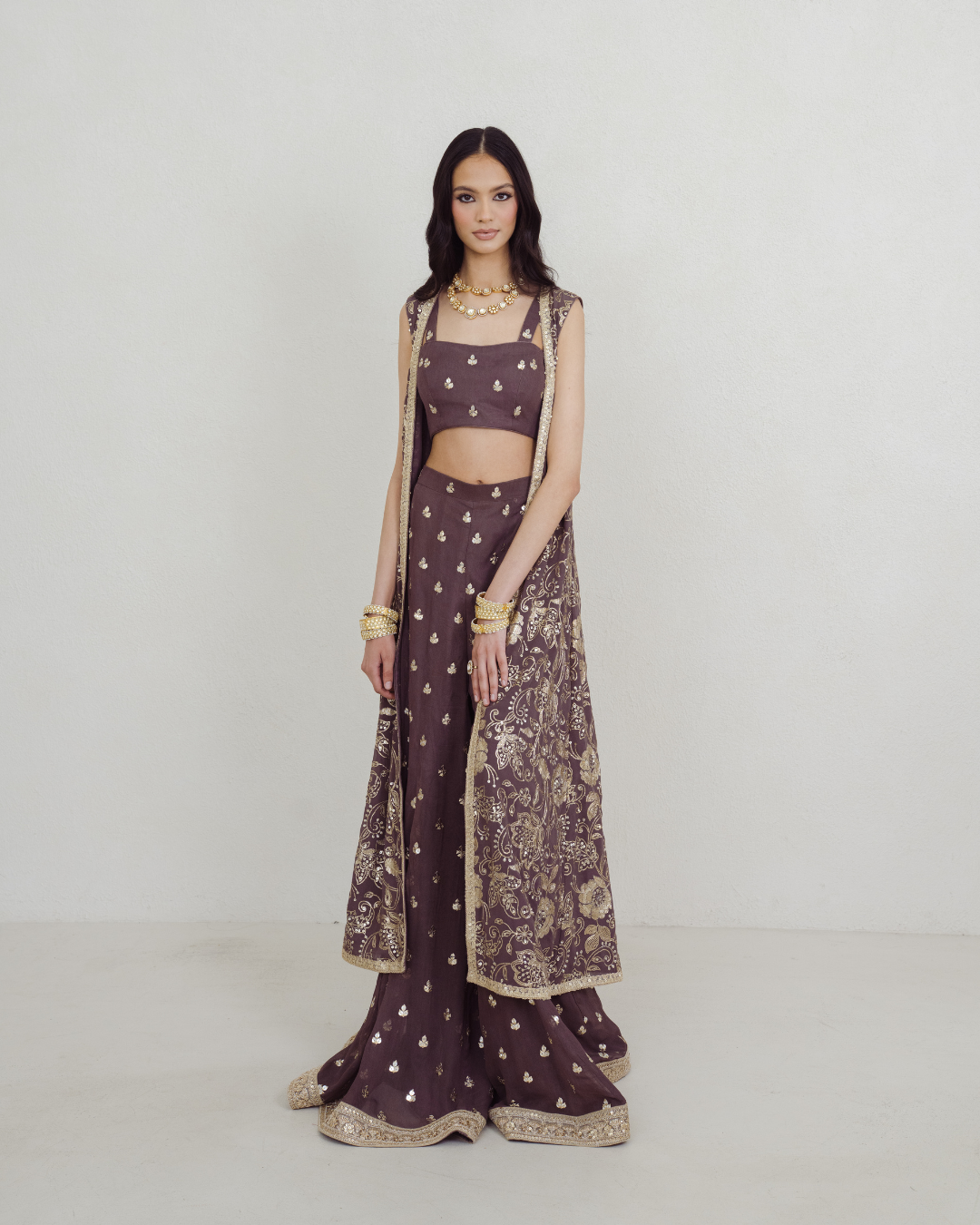 Kohra | Brown Jacket and Sharara