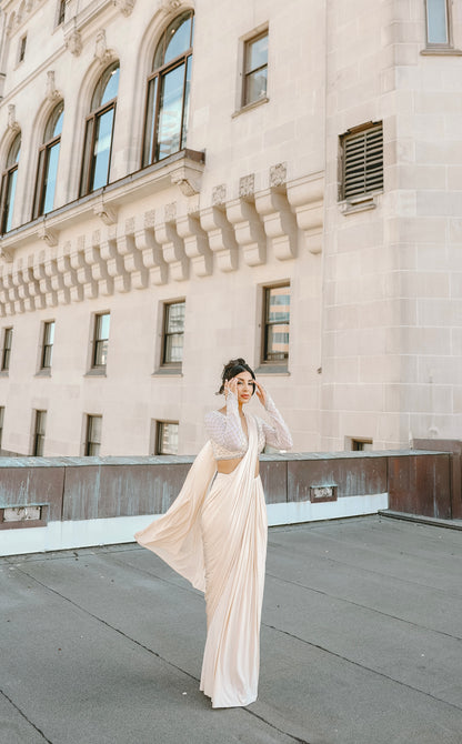 Renee | Crème Pre-Pleated Saree