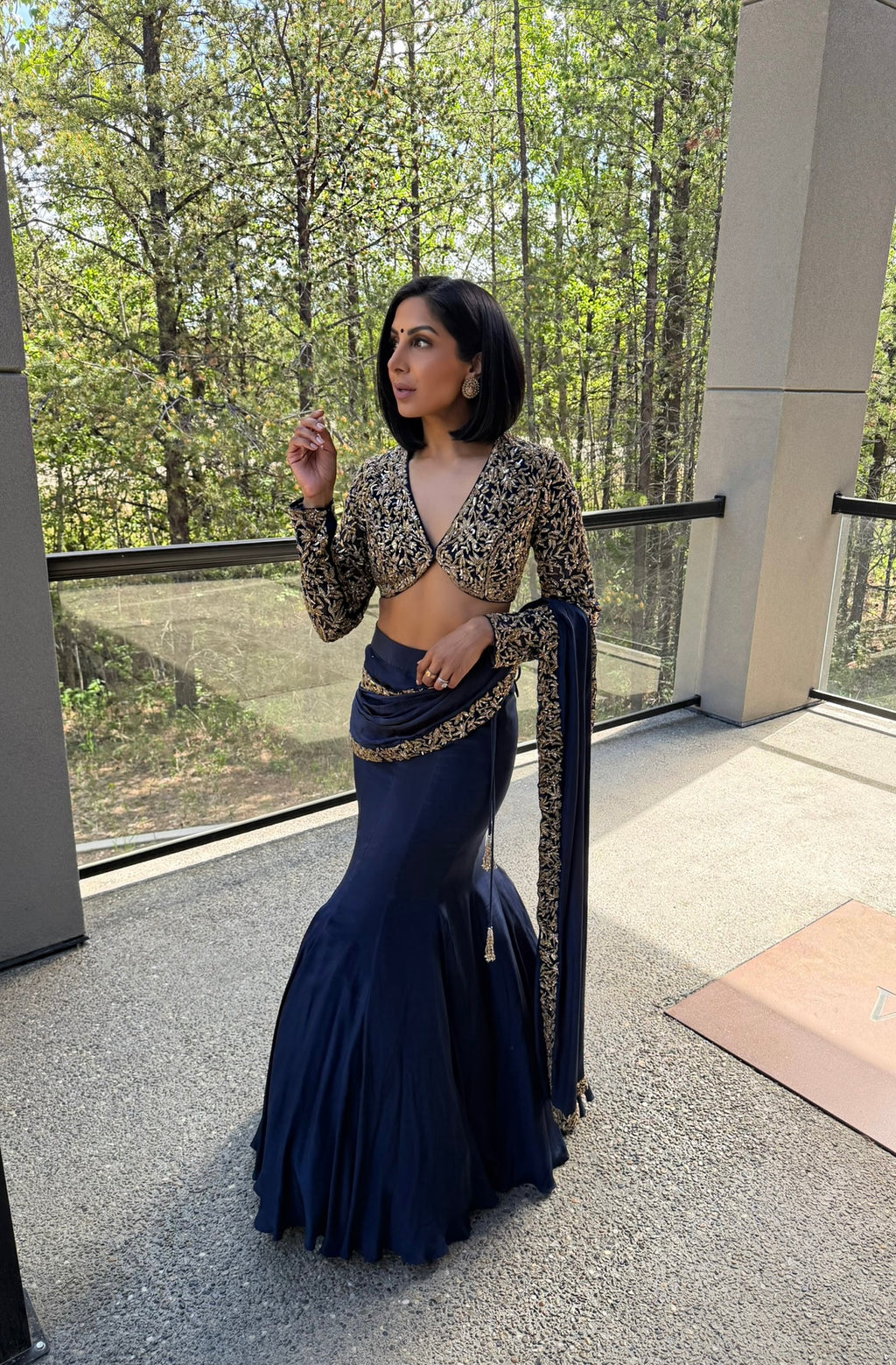 Shana | Blue Fishtail Saree