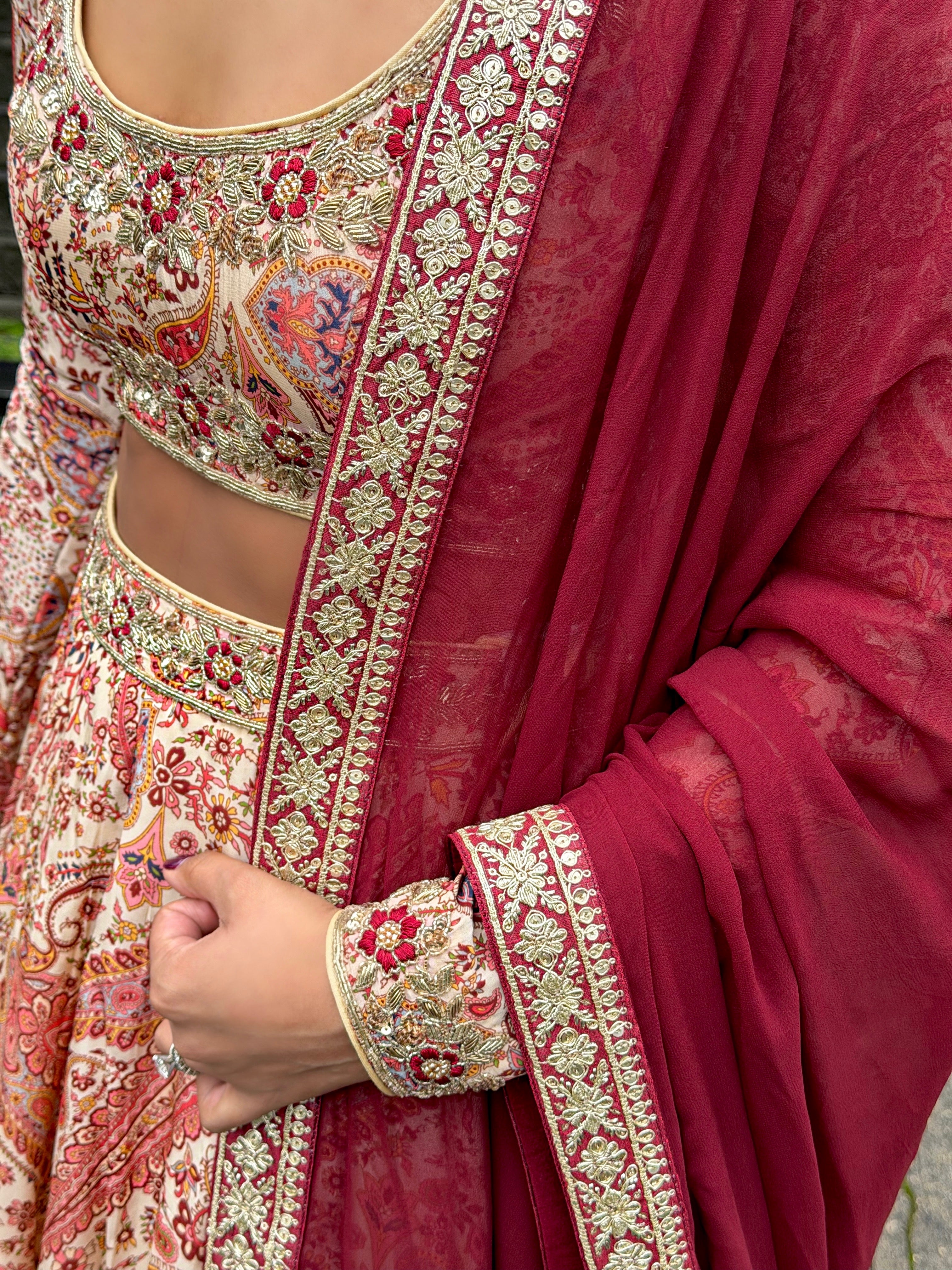 Farah | Printed Lengha