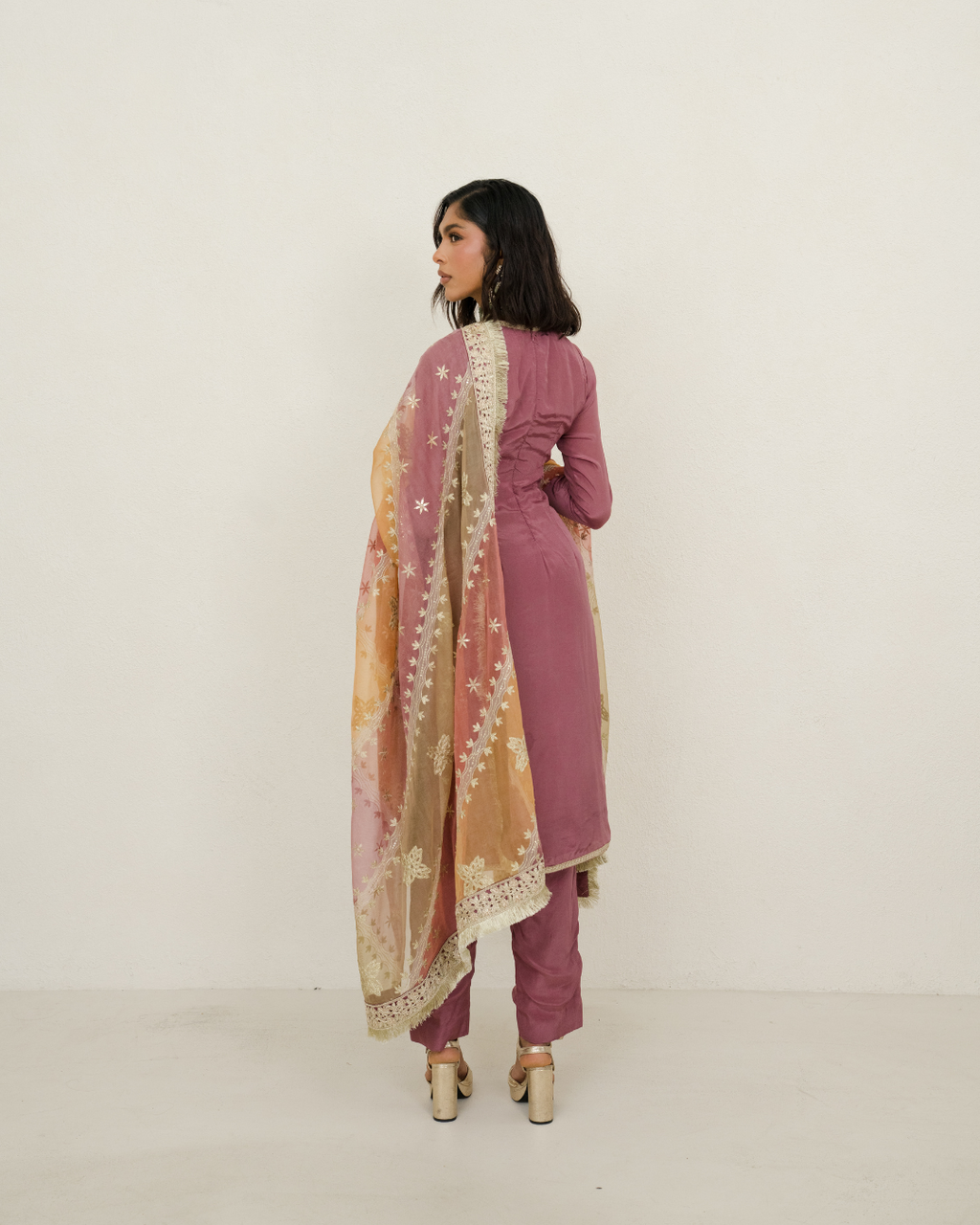 Sabeen | Yellow and Mauve Trouser Suit
