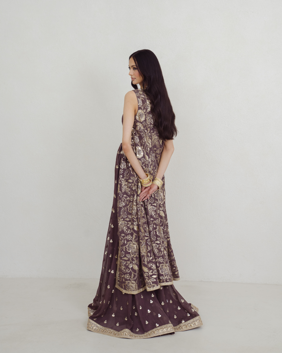 Kohra | Brown Jacket and Sharara