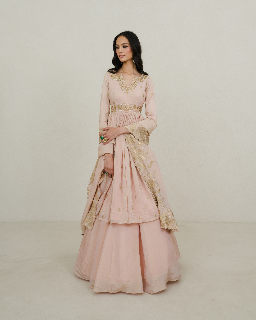 Noorani | Baby Pink Lengha Anarkali