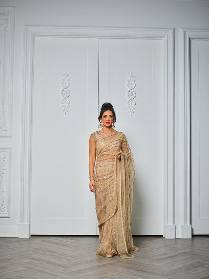 Gemma | Gold Pre-Pleated Saree