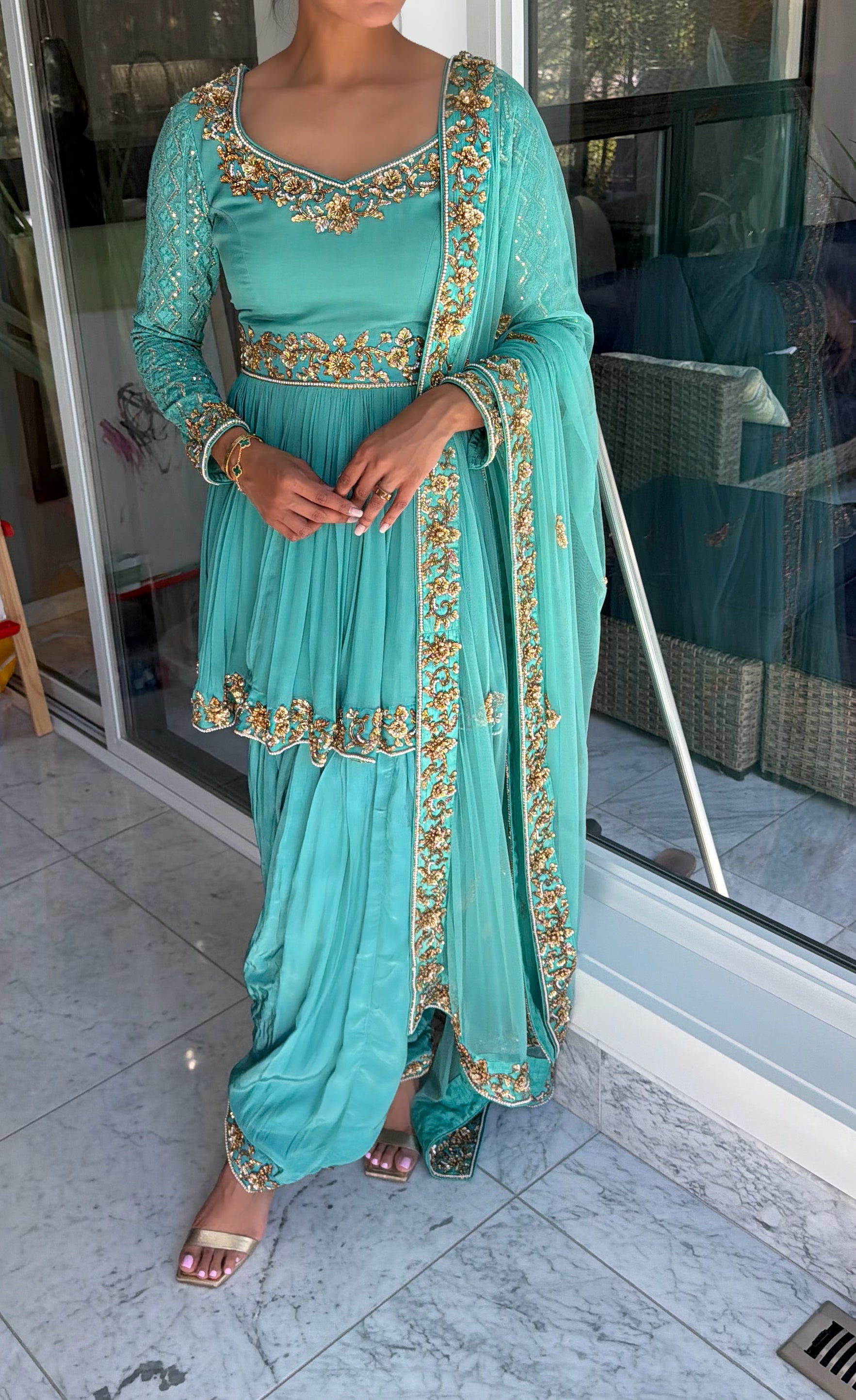 Blue Hand-Embroidered Salwaar