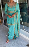 Blue Hand-Embroidered Salwaar