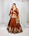 Brown Lengha | Hand Embroidered Lengha