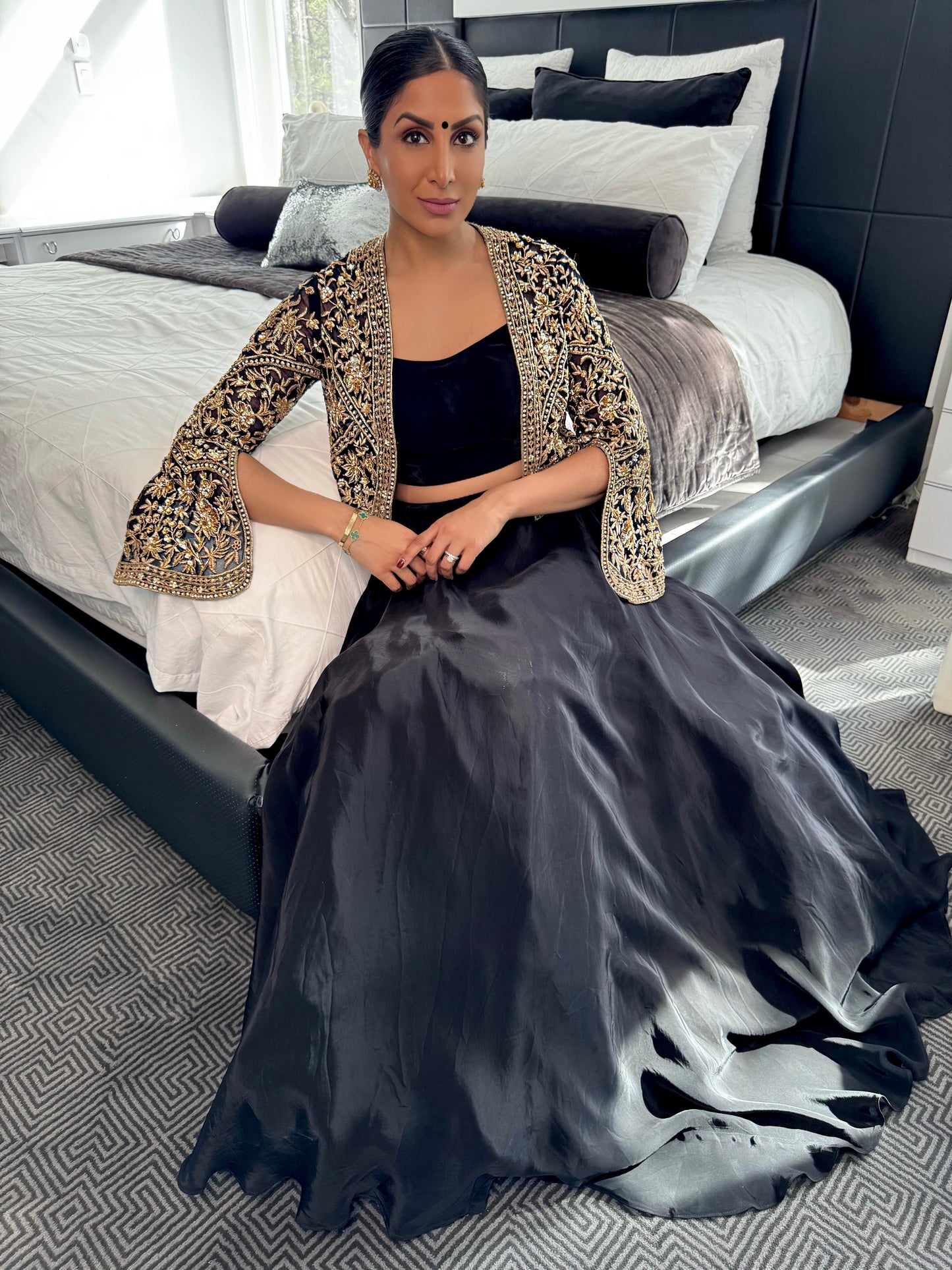 Chamak | Black Jacket with Lengha