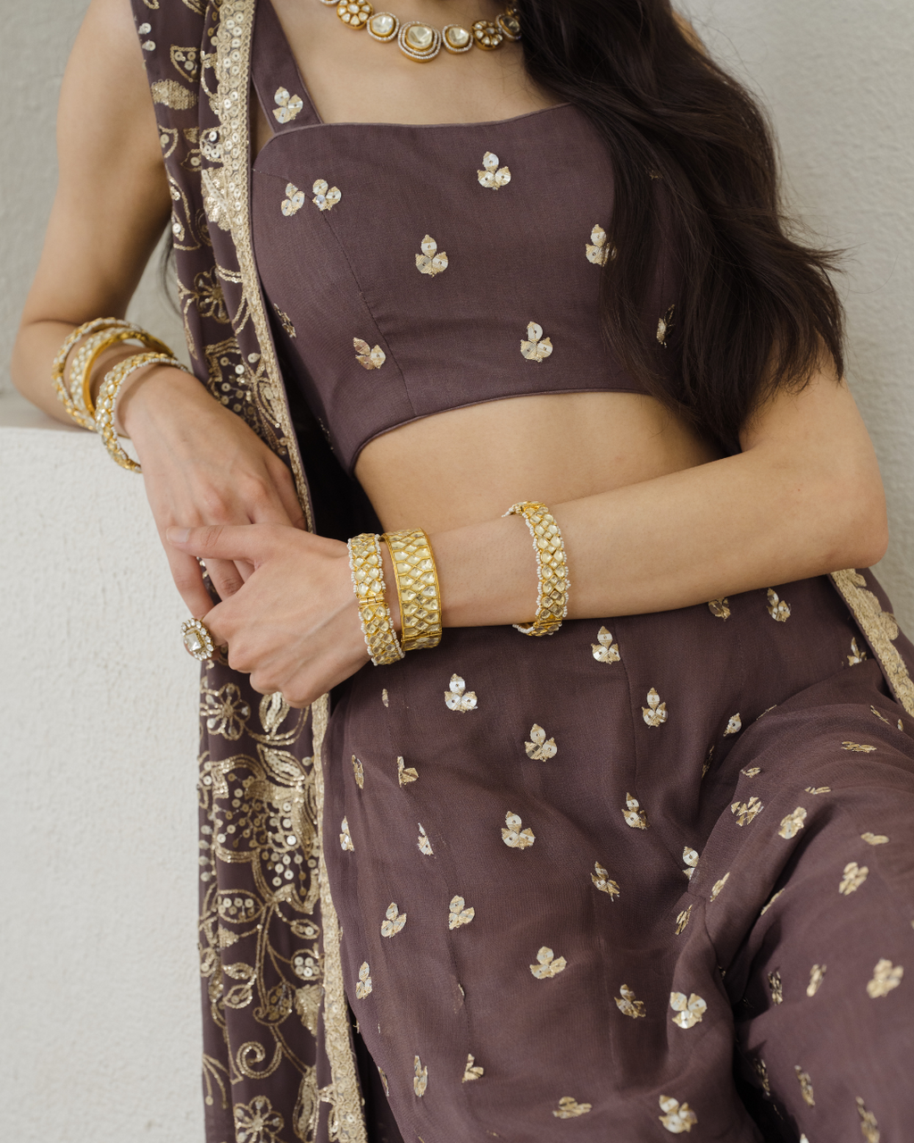 Kohra | Brown Jacket and Sharara