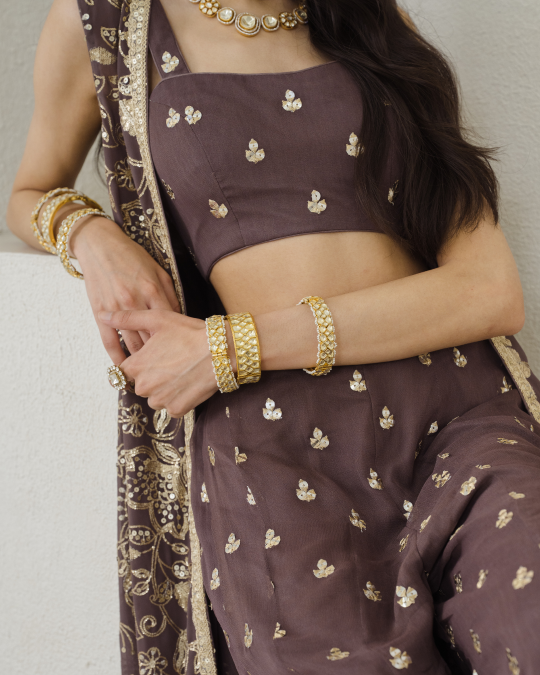 Kohra | Brown Jacket and Sharara