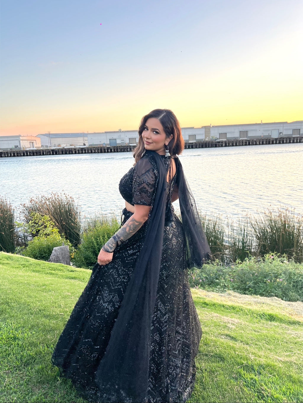 Aamber | Black Lengha