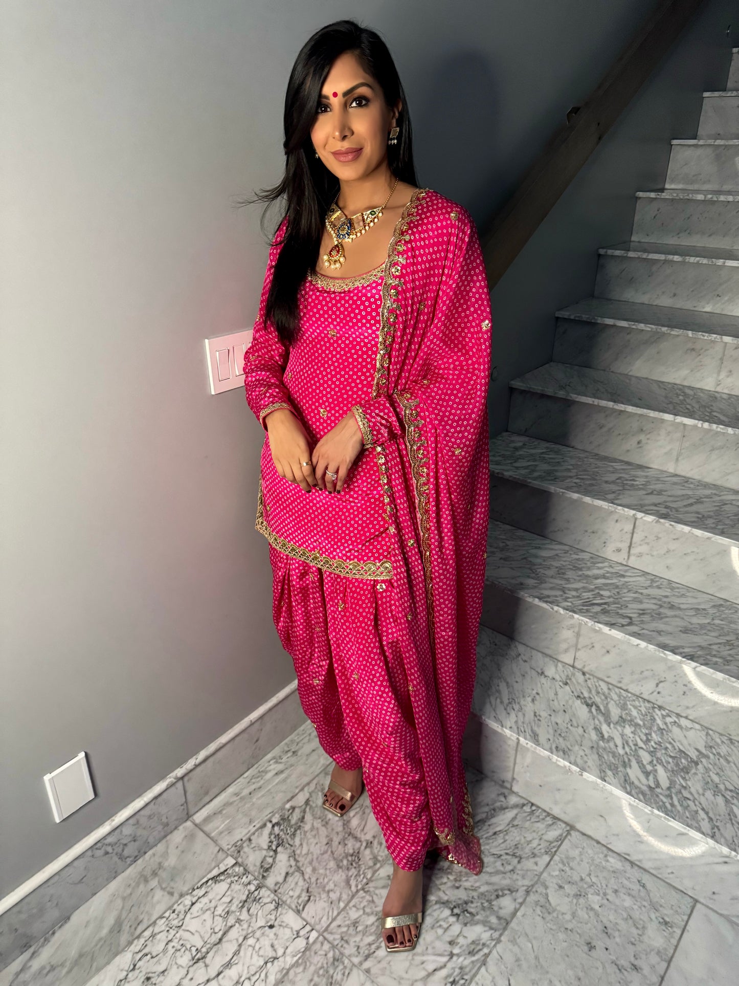 Resham | Pink Bandani Salwar Suit