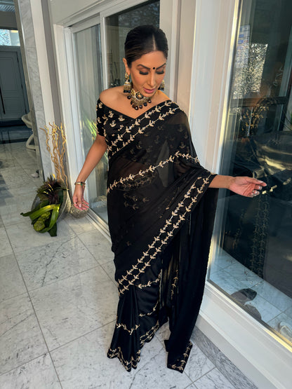 Onyx | Black Saree