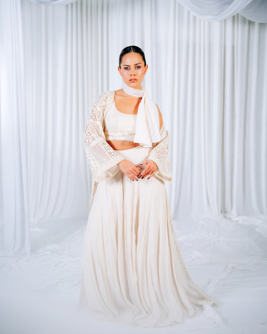 Ivory Cape Lehenga Set