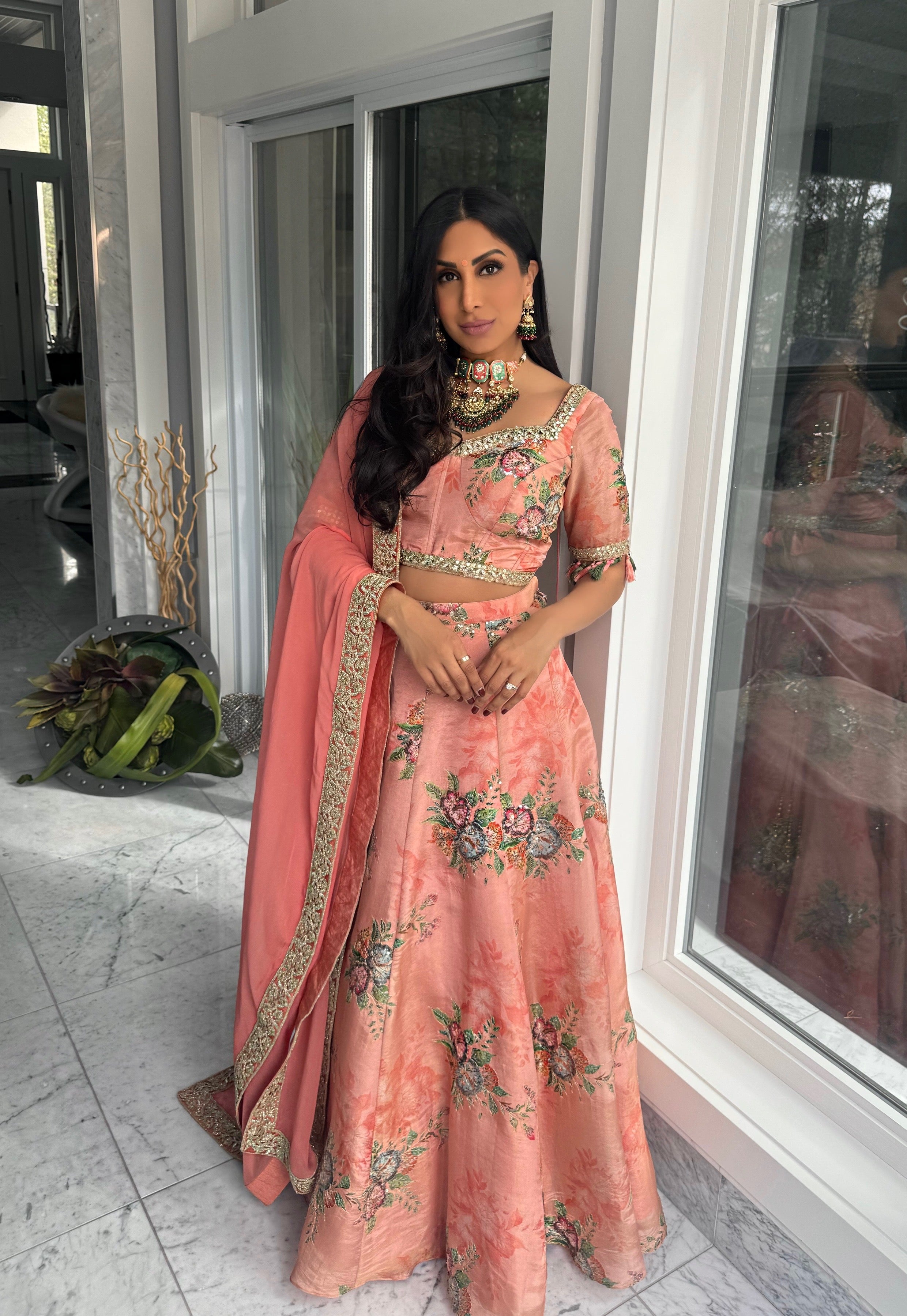 Ghazal | Peach Lengha
