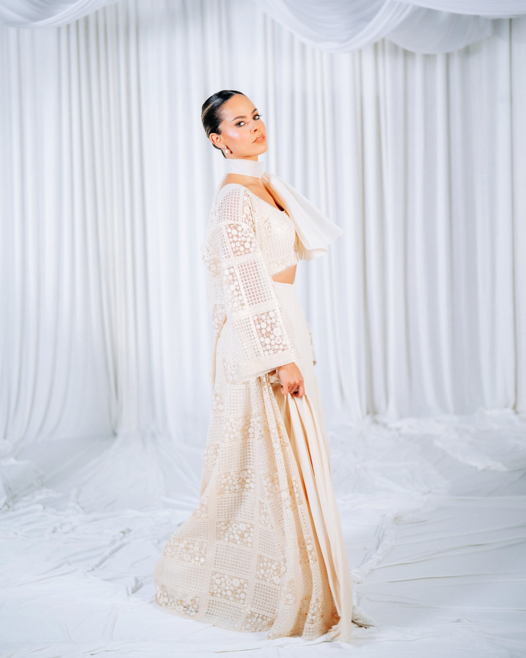 Ivory Cape Lehenga Set