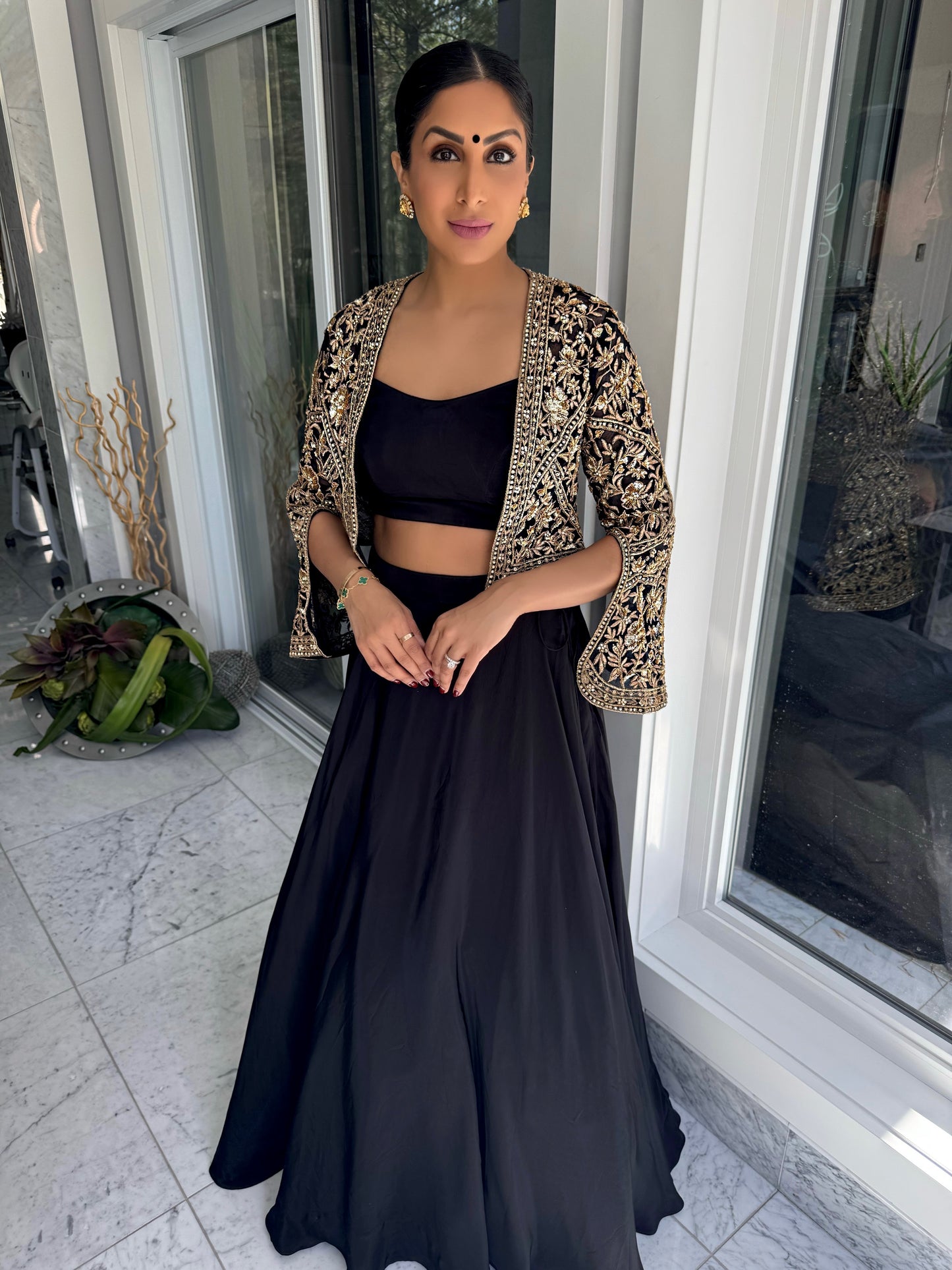 Chamak | Black Jacket with Lengha