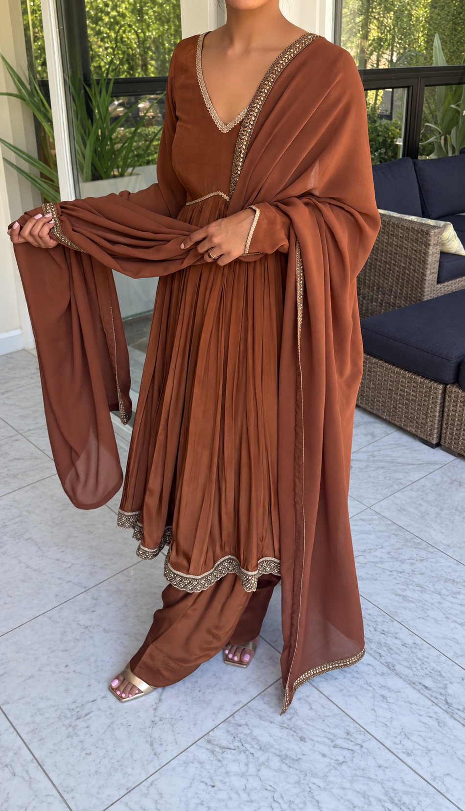 Brown Suit with Salwaar