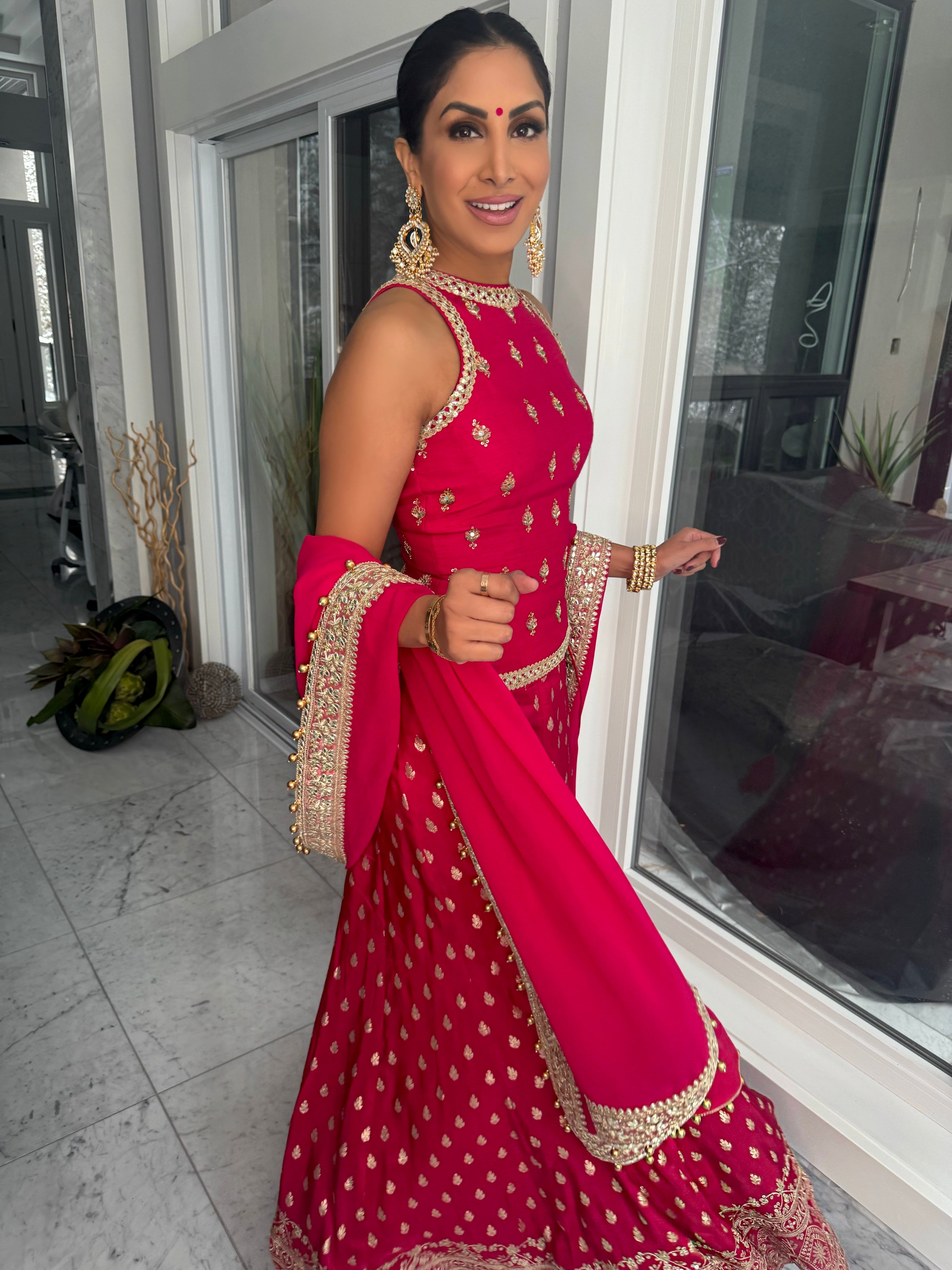 Azalea | Red Gharara Ensemble