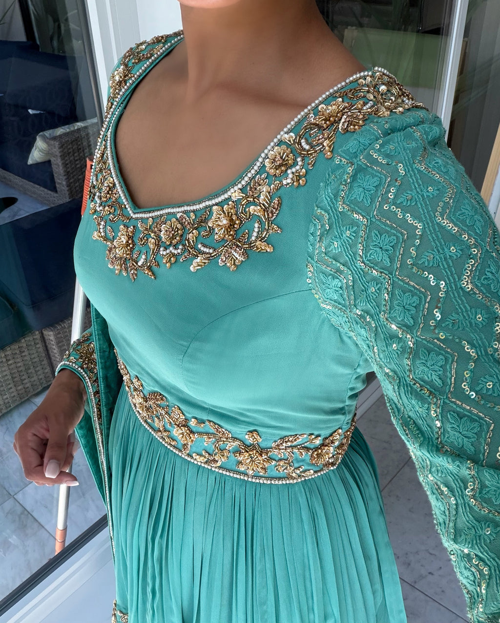 Blue Hand-Embroidered Salwaar