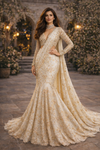 Shayla | Crème Mermaid Cut Lengha with Pallu