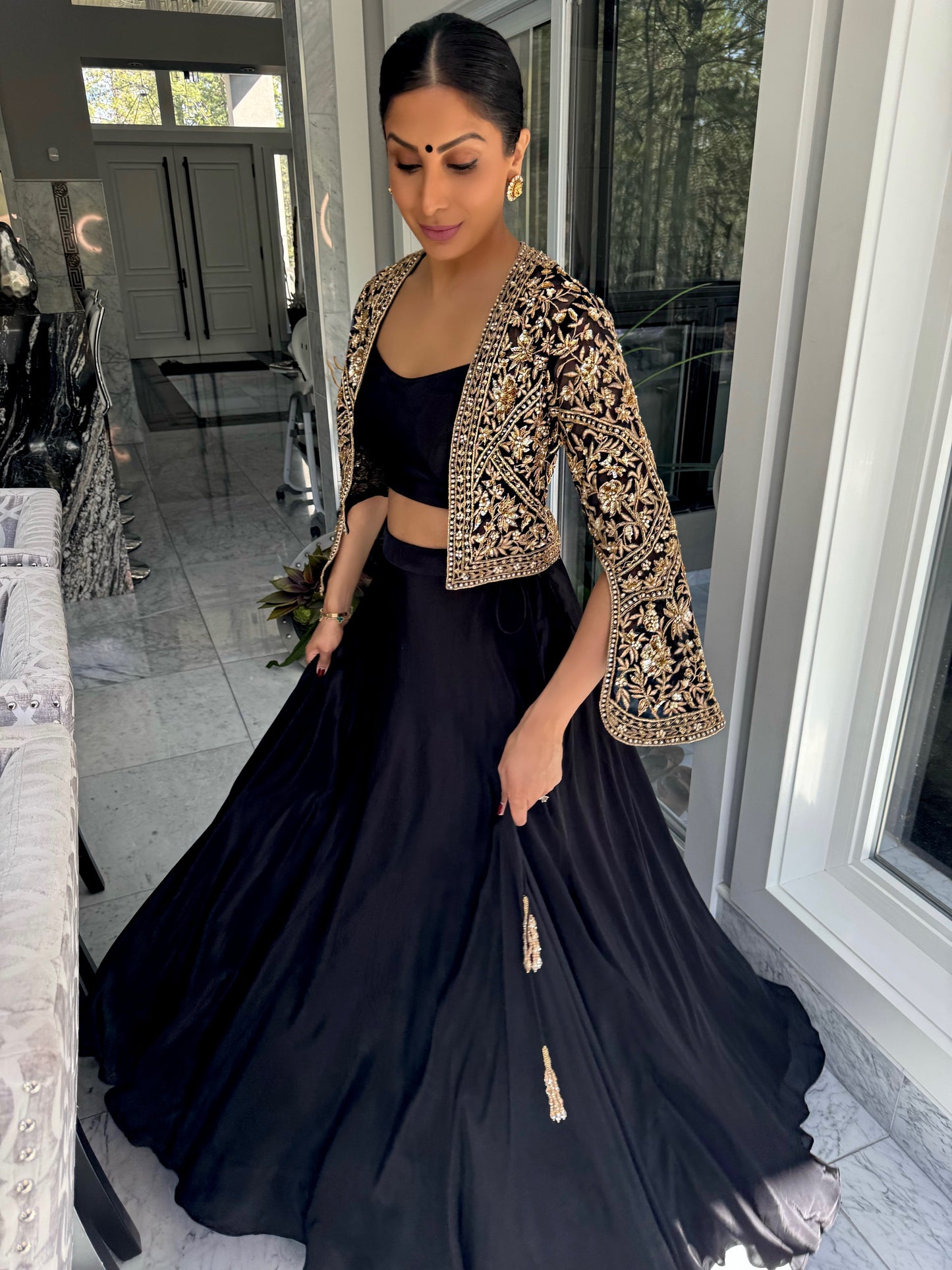 Chamak | Black Jacket with Lengha