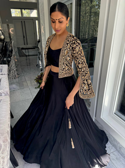 Chamak | Black Jacket with Lengha