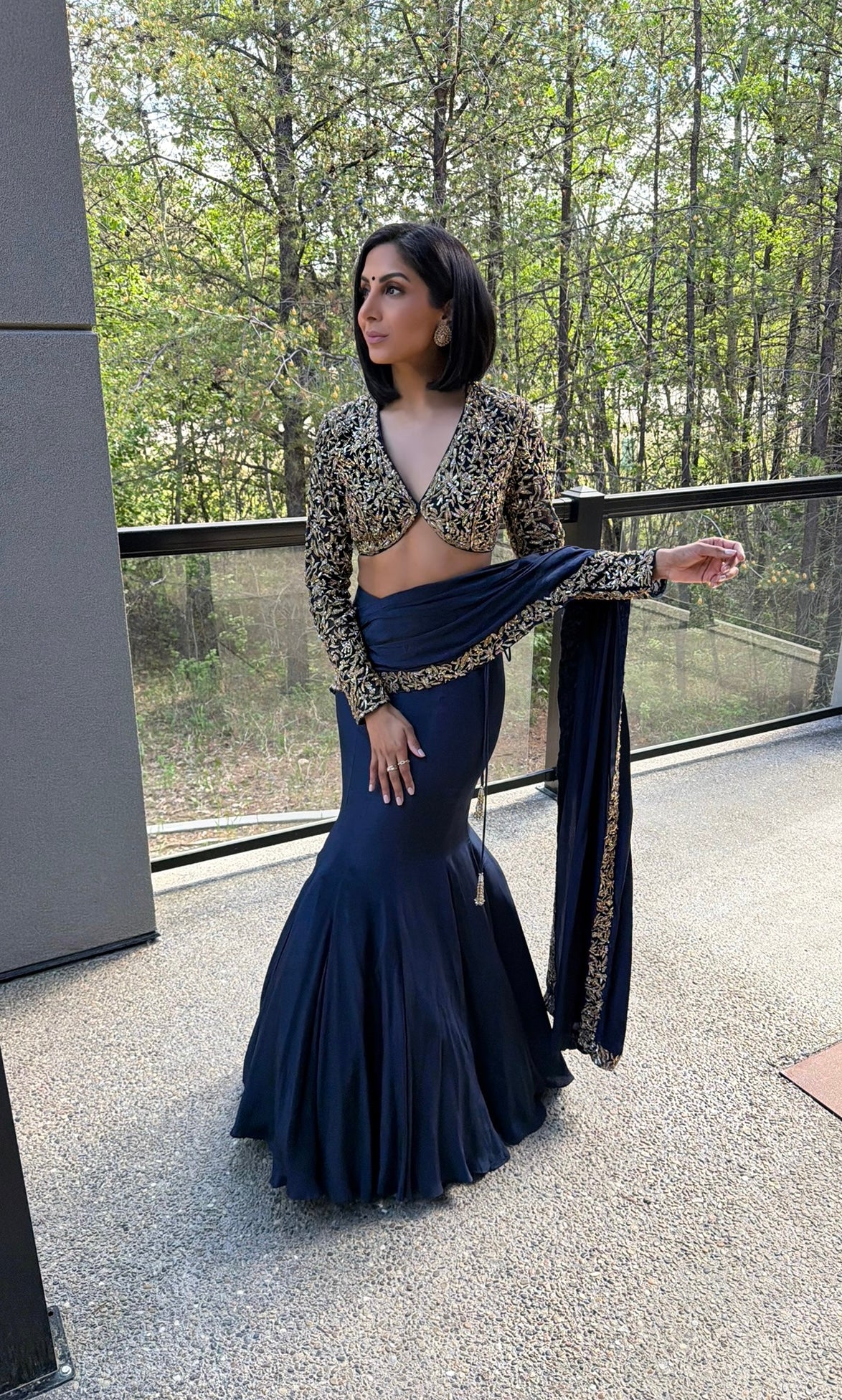 Shana | Blue Fishtail Saree