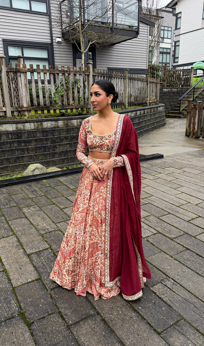 Farah | Printed Lengha