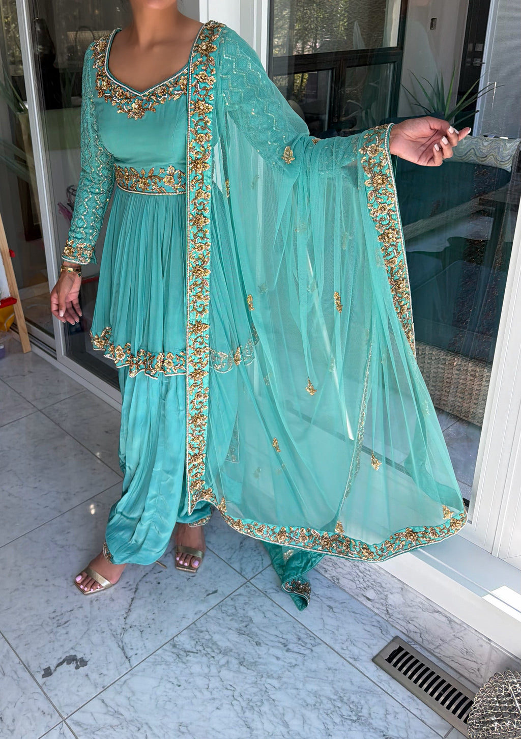 Blue Hand-Embroidered Salwaar
