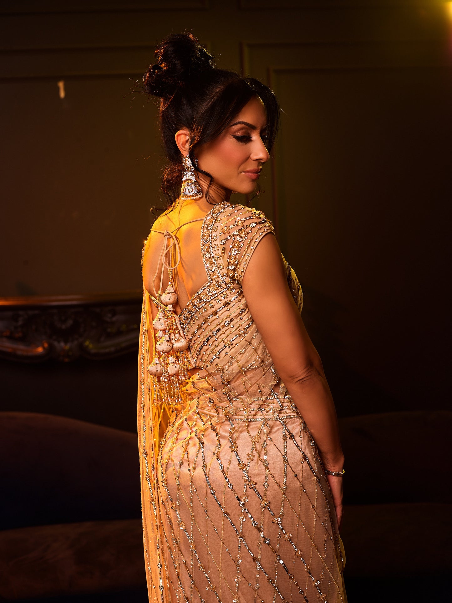 Gemma | Gold Pre-Pleated Saree