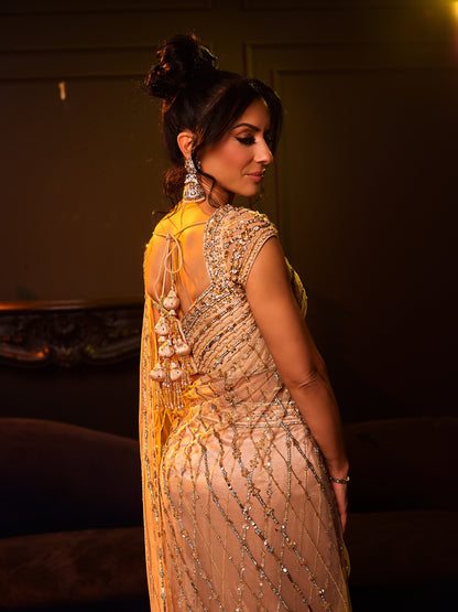 Gemma | Gold Pre-Pleated Saree