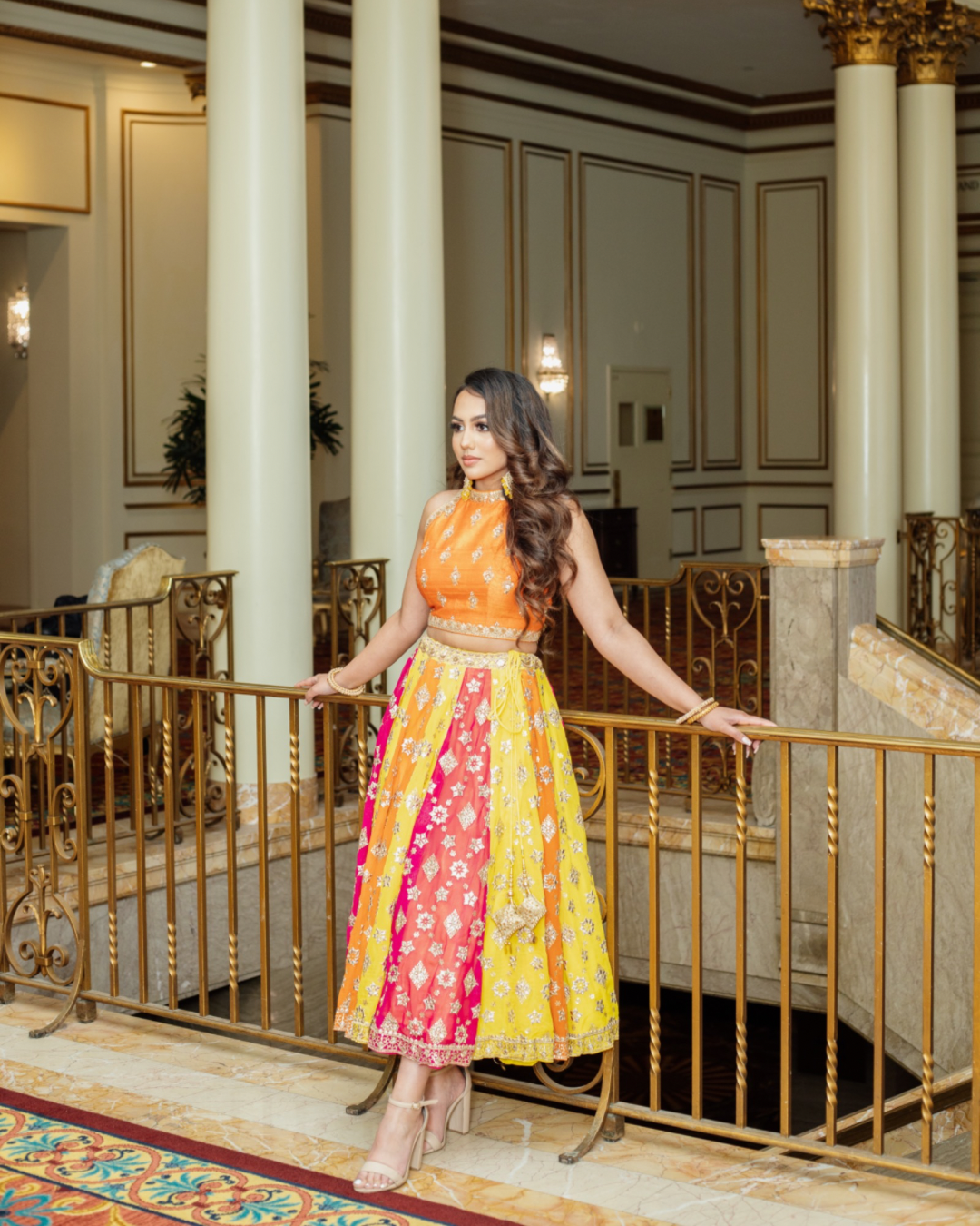 Neha | Multicoloured Cropped Lengha