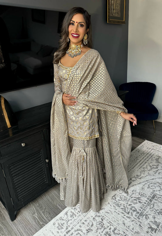 Reign | Grey Banarsi Sharara