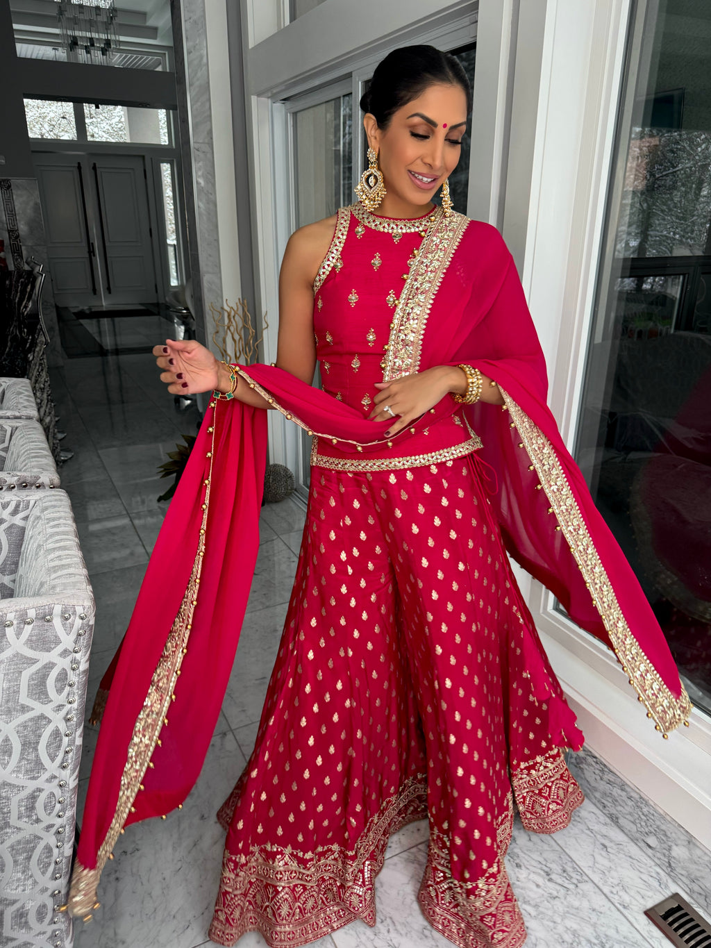 Azalea | Red Gharara Ensemble