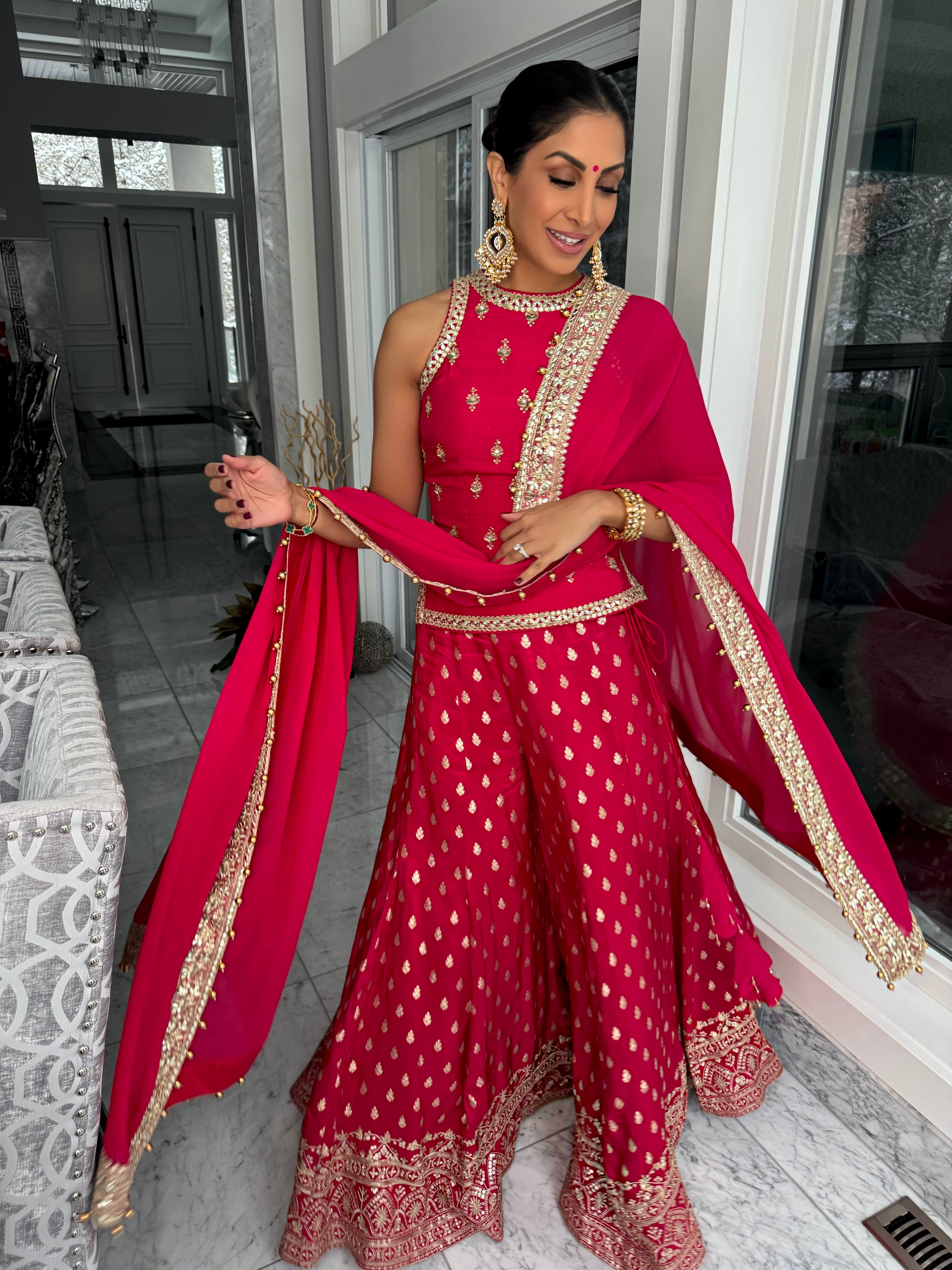 Azalea | Red Gharara Ensemble