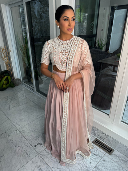 Chanel | Pink and White Lengha