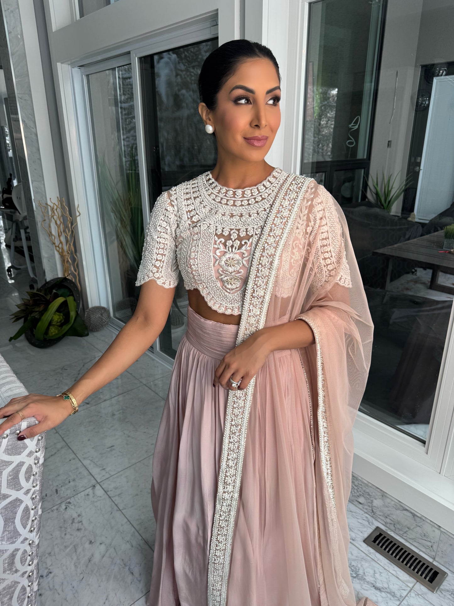 Chanel | Pink and White Lengha