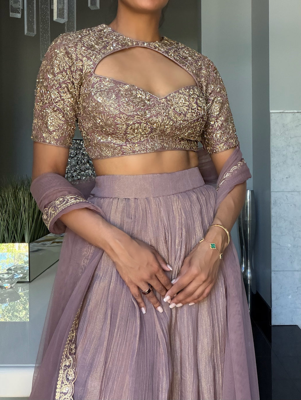 Mauve Dhoti Set