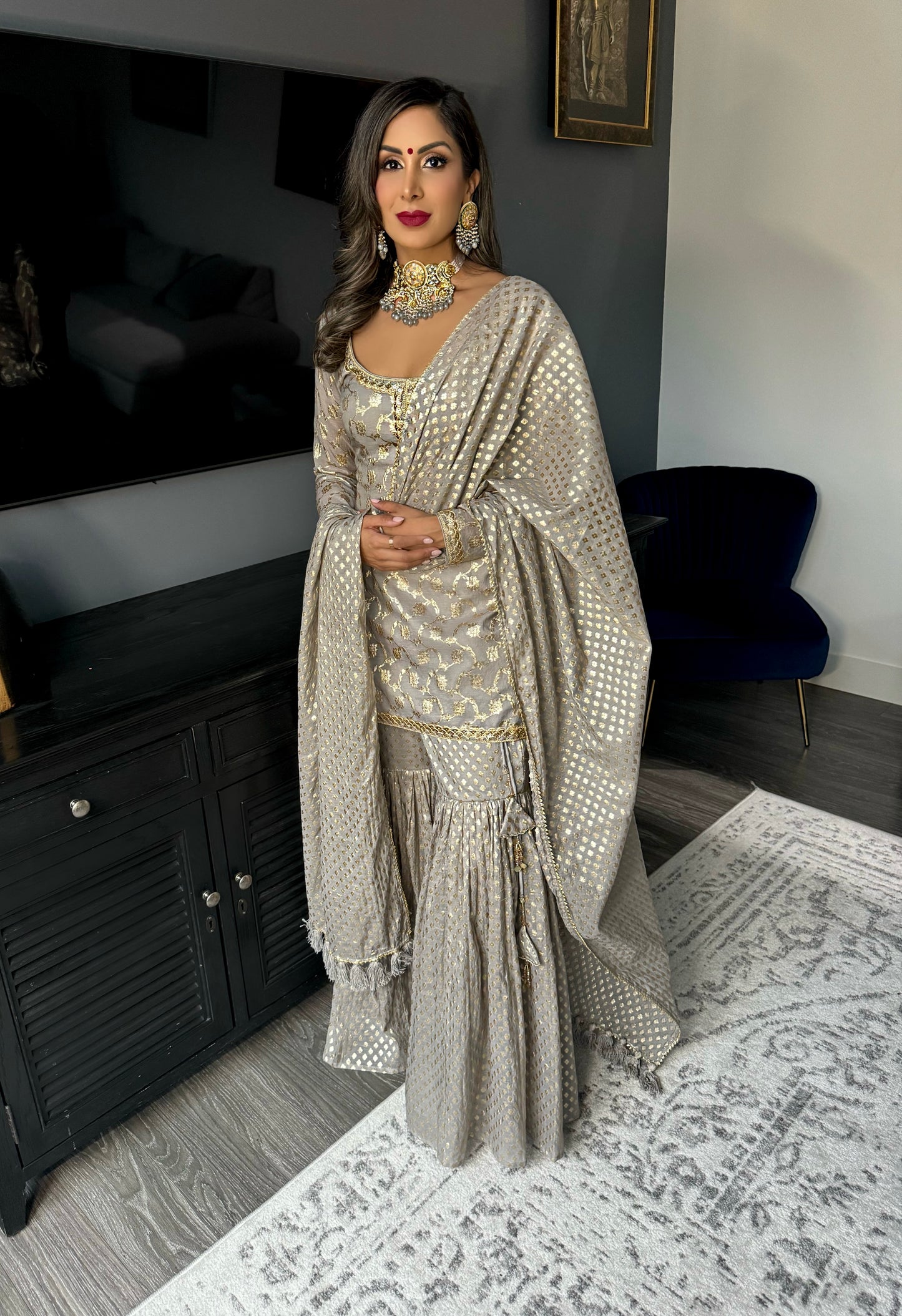 Reign | Grey Banarsi Sharara