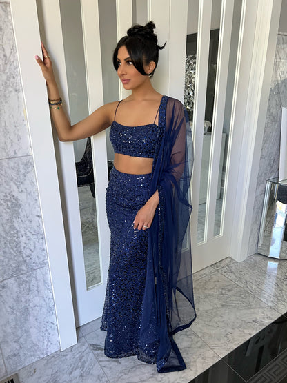 Midnight | Blue Mermaid Cut Lehenga Set